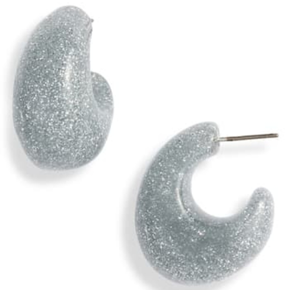 NEW Kate Spade Glitter Huggie Earrings in Silver - Picture 2 of 6